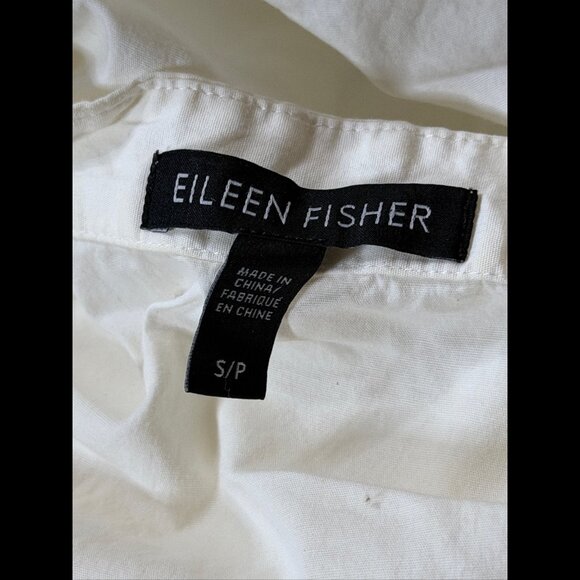 Eileen Fisher Tank Small Womens White Cotton Stretch Sleeveless Button Blouse - Picture 5 of 6